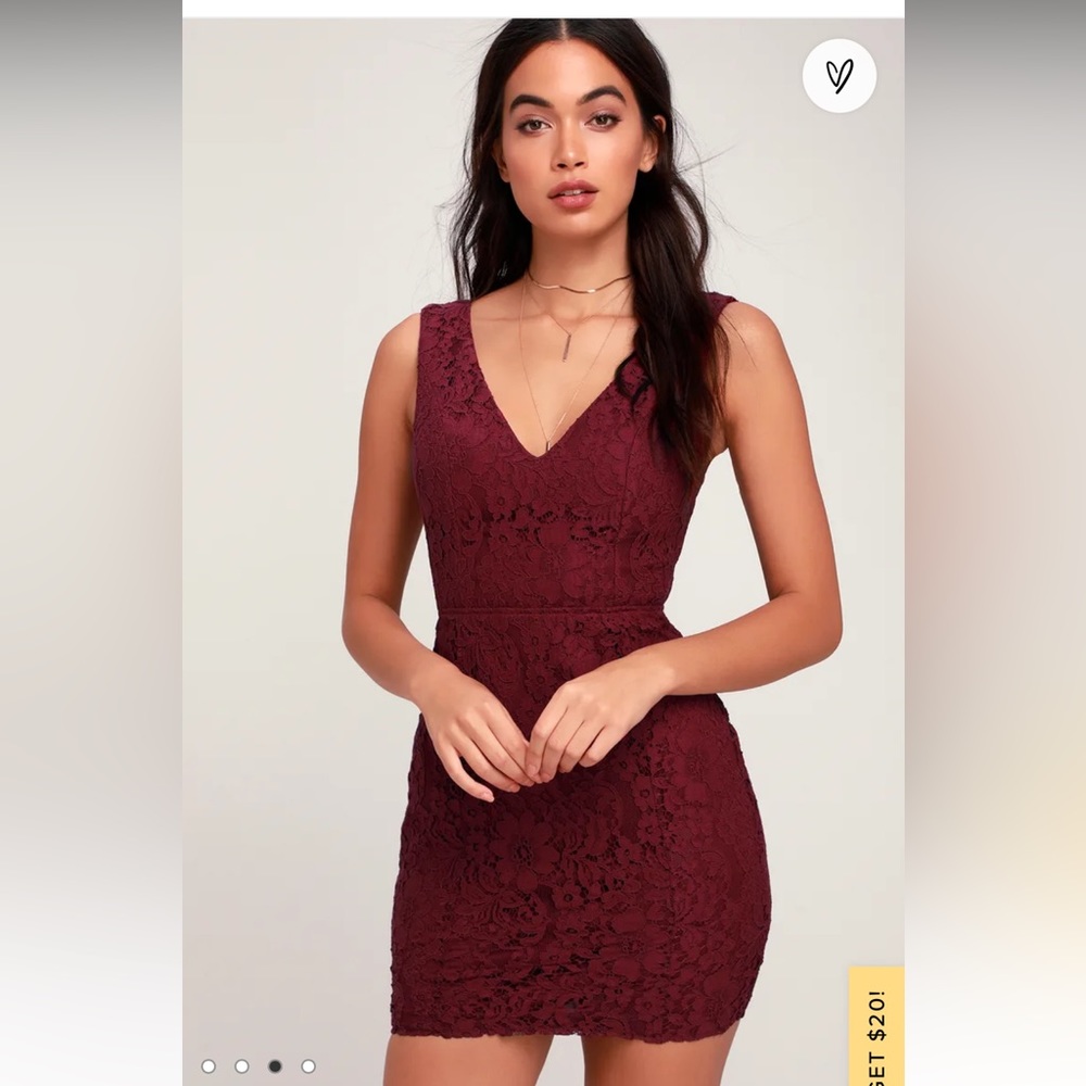 Nevaeh Burgundy Lace Cutout Mini Dress